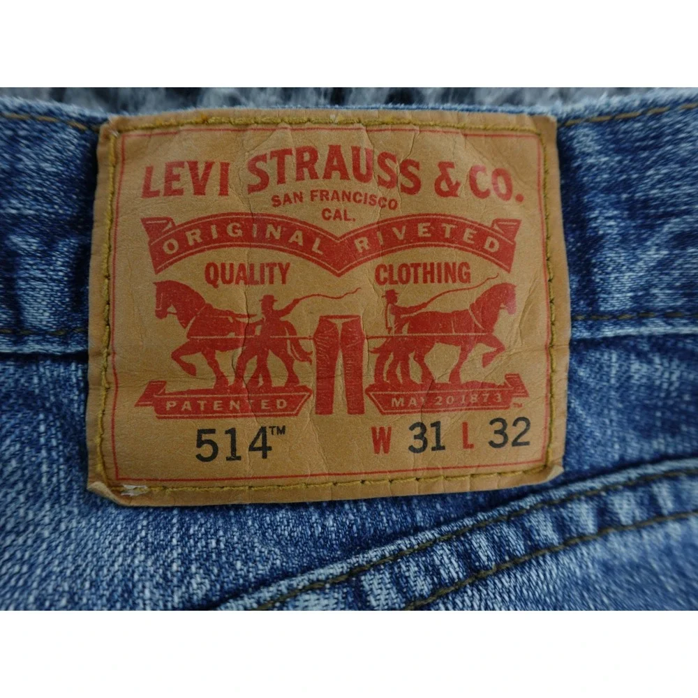 Levis 514‎ Straight Fit Mens Jeans Medium Wash Blue Denim 31x32